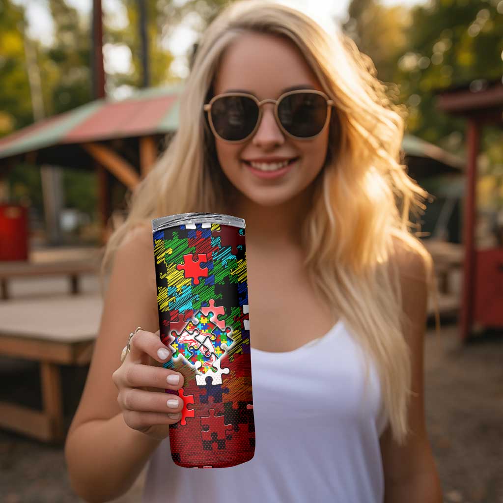 Dolphins Autism Awareness Skinny Tumbler Puzzle Flames Rugby Ball