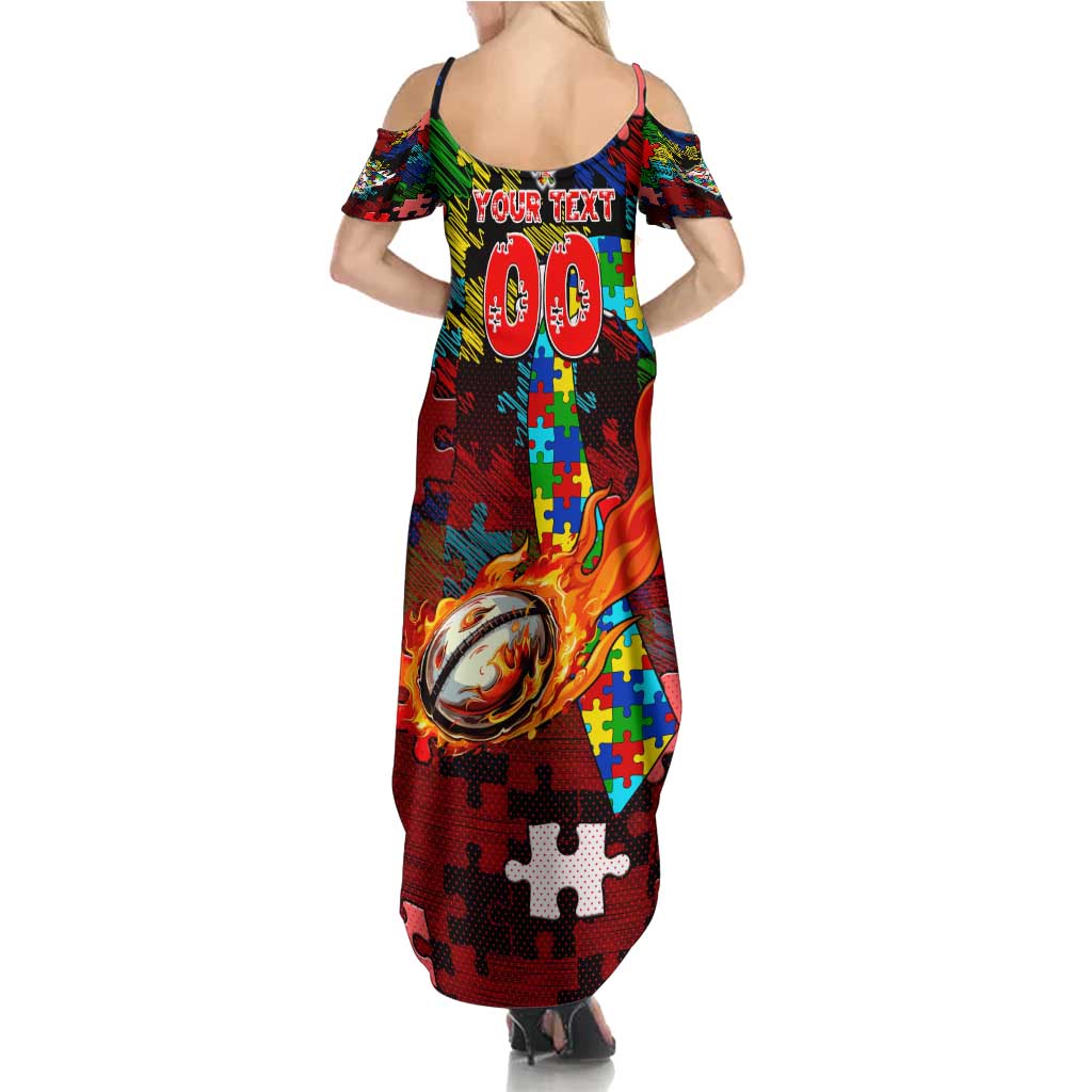 Dolphins Autism Awareness Summer Maxi Dress Puzzle Flames Rugby Ball