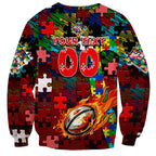 Dolphins Autism Awareness Sweatshirt Puzzle Flames Rugby Ball