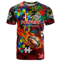 Dolphins Autism Awareness T Shirt Puzzle Flames Rugby Ball