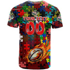 Dolphins Autism Awareness T Shirt Puzzle Flames Rugby Ball