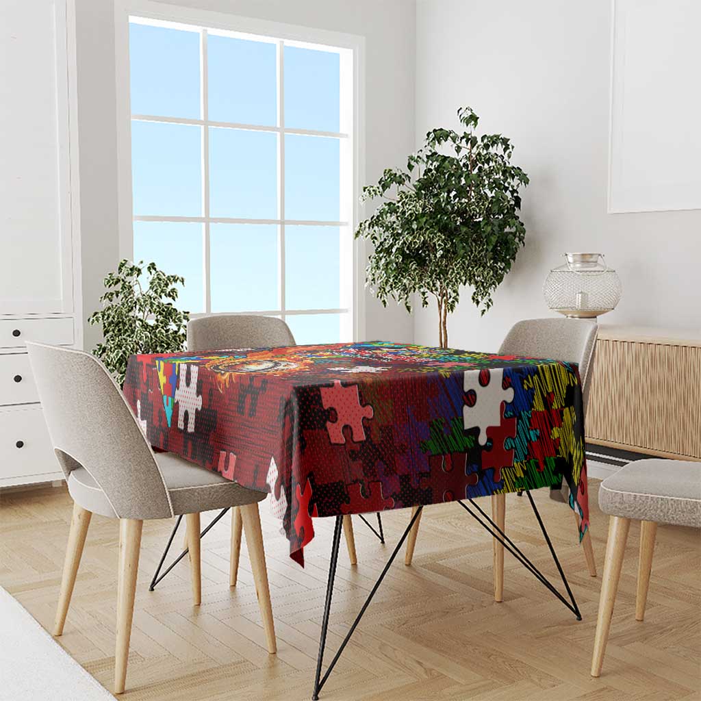 Dolphins Autism Awareness Tablecloth Puzzle Flames Rugby Ball