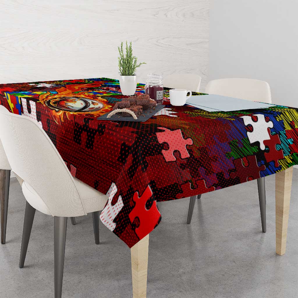 Dolphins Autism Awareness Tablecloth Puzzle Flames Rugby Ball
