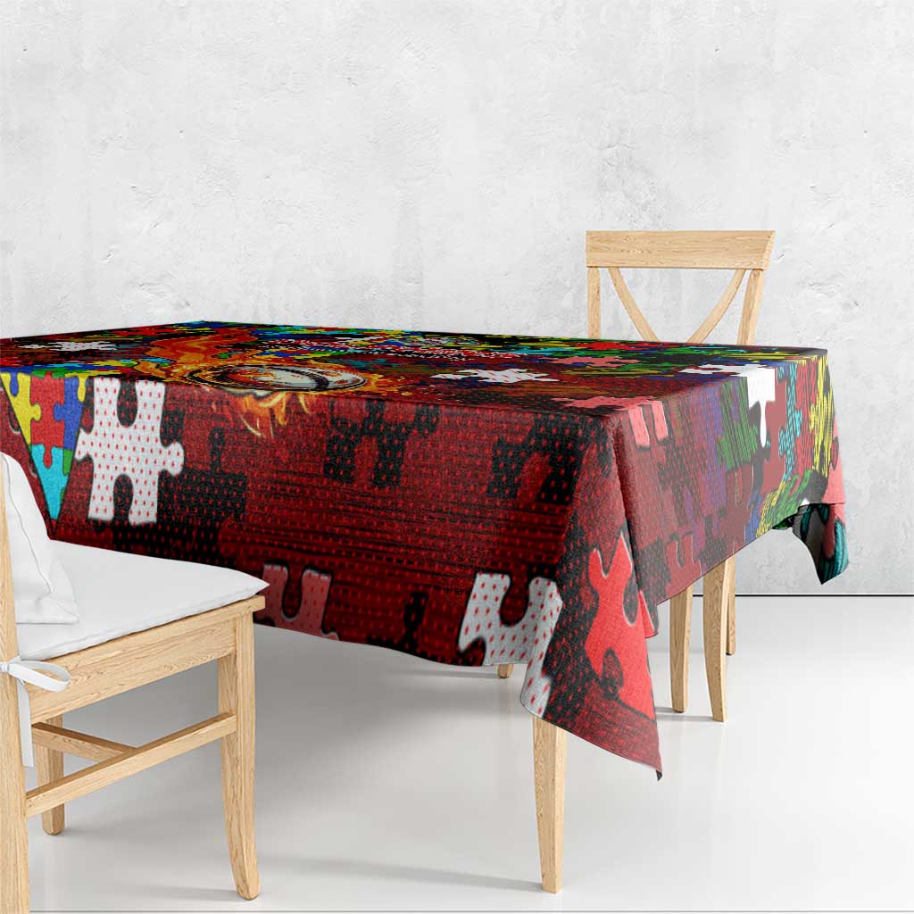 Dolphins Autism Awareness Tablecloth Puzzle Flames Rugby Ball