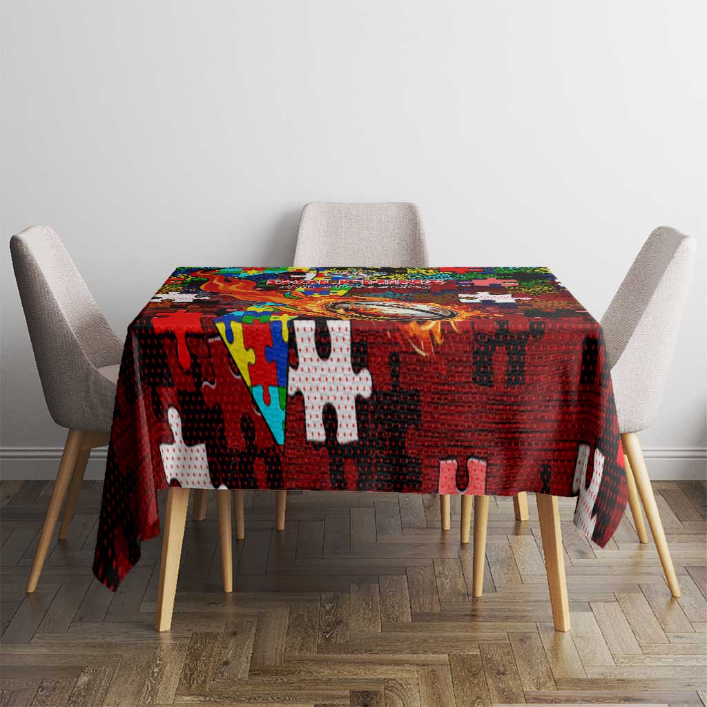 Dolphins Autism Awareness Tablecloth Puzzle Flames Rugby Ball