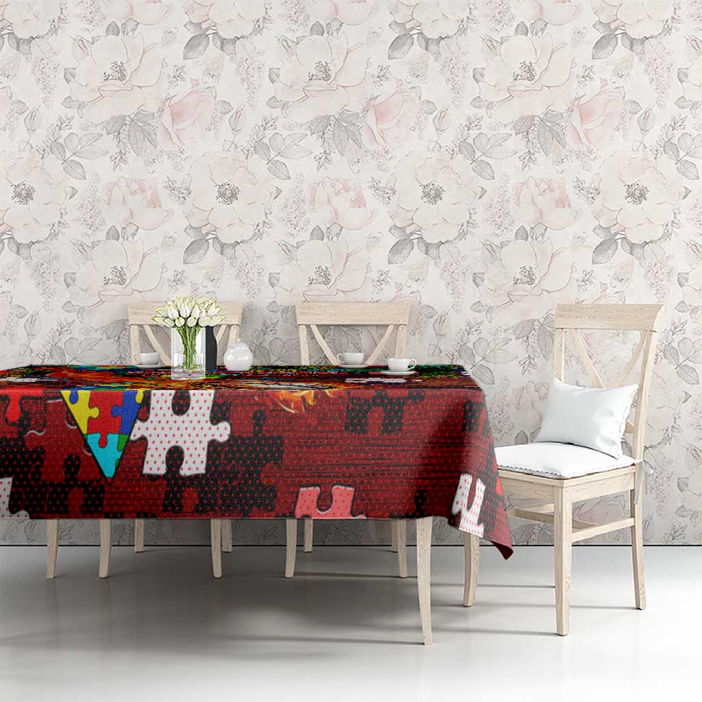 Dolphins Autism Awareness Tablecloth Puzzle Flames Rugby Ball