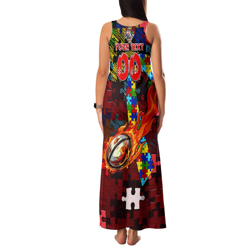 Dolphins Autism Awareness Tank Maxi Dress Puzzle Flames Rugby Ball