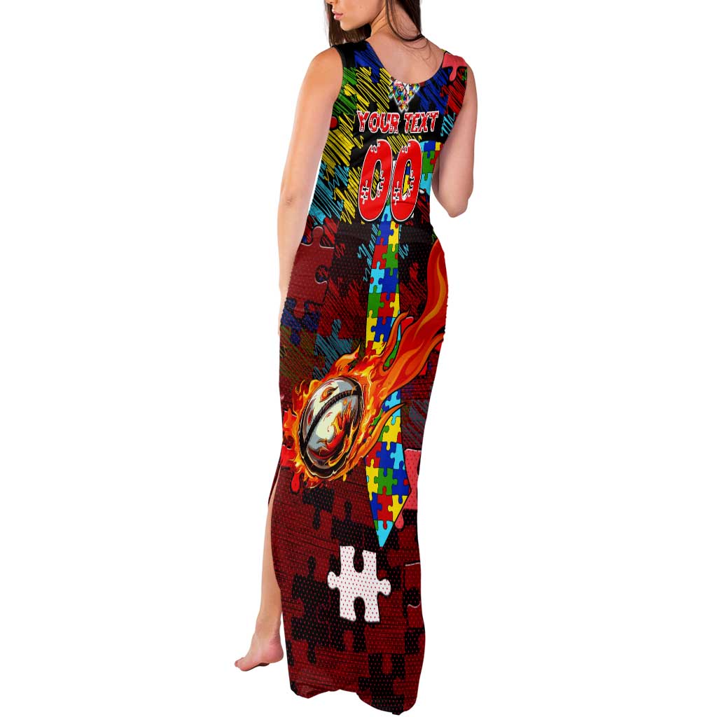 Dolphins Autism Awareness Tank Maxi Dress Puzzle Flames Rugby Ball