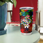 Dolphins Autism Awareness Tumbler Cup Puzzle Flames Rugby Ball