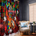 Dolphins Autism Awareness Window Curtain Puzzle Flames Rugby Ball