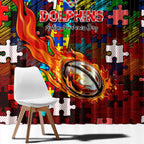 Dolphins Autism Awareness Window Curtain Puzzle Flames Rugby Ball