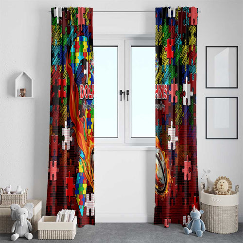 Dolphins Autism Awareness Window Curtain Puzzle Flames Rugby Ball
