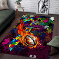 Sea Eagles Autism Awareness Area Rug Puzzle Flames Rugby Ball