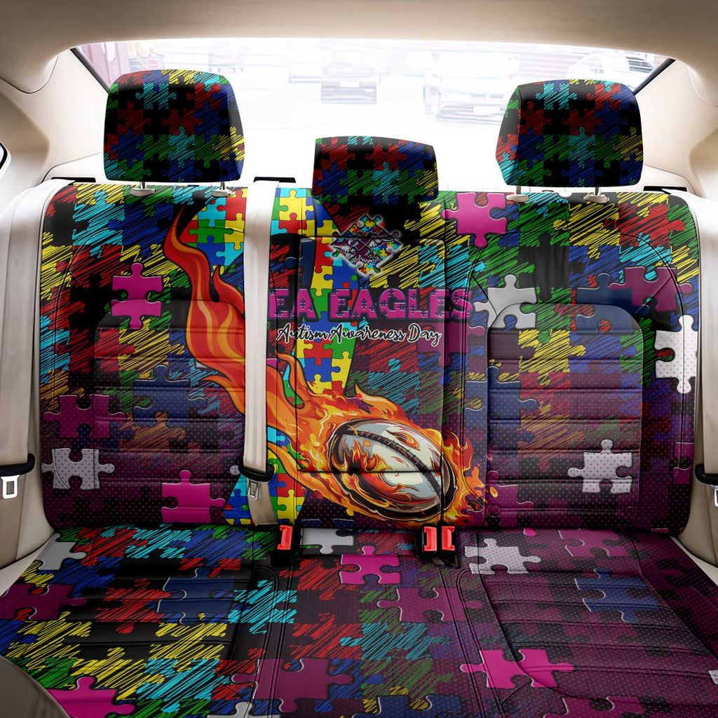 Sea Eagles Autism Awareness Back Car Seat Cover Puzzle Flames Rugby Ball