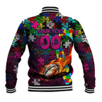 Sea Eagles Autism Awareness Baseball Jacket Puzzle Flames Rugby Ball