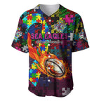 Sea Eagles Autism Awareness Baseball Jersey Puzzle Flames Rugby Ball