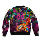 Sea Eagles Autism Awareness Bomber Jacket Puzzle Flames Rugby Ball