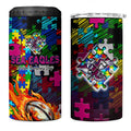 Sea Eagles Autism Awareness 4 in 1 Can Cooler Tumbler Puzzle Flames Rugby Ball