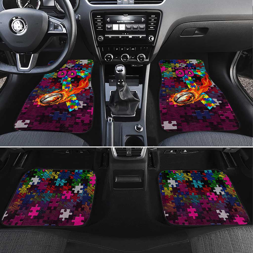Sea Eagles Autism Awareness Car Mats Puzzle Flames Rugby Ball