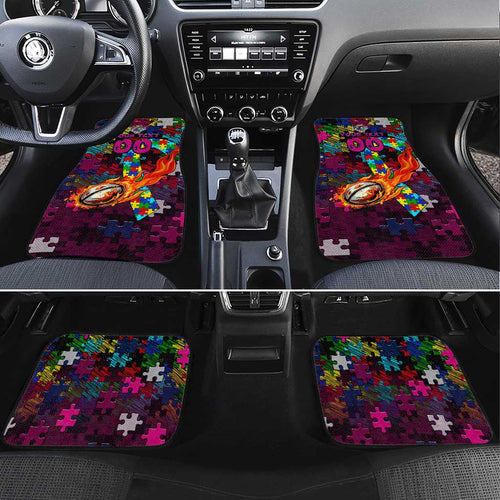 Sea Eagles Autism Awareness Car Mats Puzzle Flames Rugby Ball