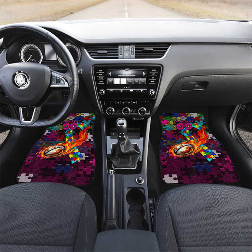 Sea Eagles Autism Awareness Car Mats Puzzle Flames Rugby Ball