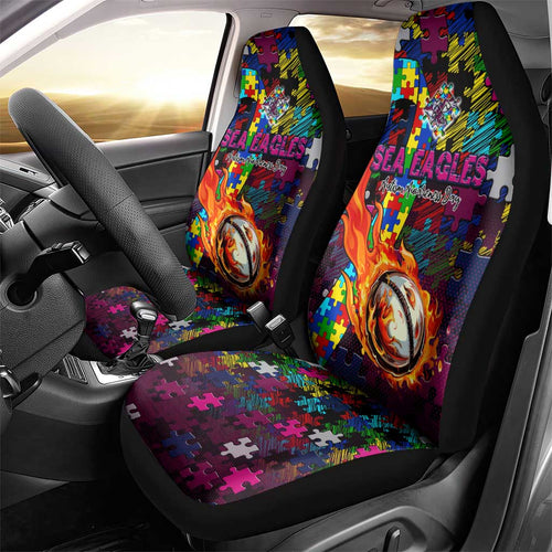 Sea Eagles Autism Awareness Car Seat Cover Puzzle Flames Rugby Ball