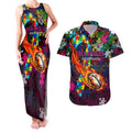 Sea Eagles Autism Awareness Couples Matching Tank Maxi Dress and Hawaiian Shirt Puzzle Flames Rugby Ball