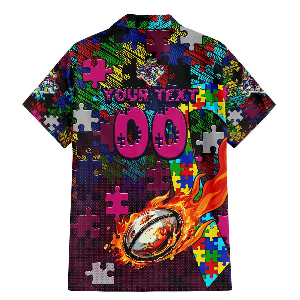 Sea Eagles Autism Awareness Family Matching Mermaid Dress and Hawaiian Shirt Puzzle Flames Rugby Ball