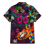 Sea Eagles Autism Awareness Family Matching Mermaid Dress and Hawaiian Shirt Puzzle Flames Rugby Ball