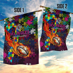Sea Eagles Autism Awareness Garden Flag Puzzle Flames Rugby Ball