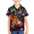 Sea Eagles Autism Awareness Hawaiian Shirt Puzzle Flames Rugby Ball