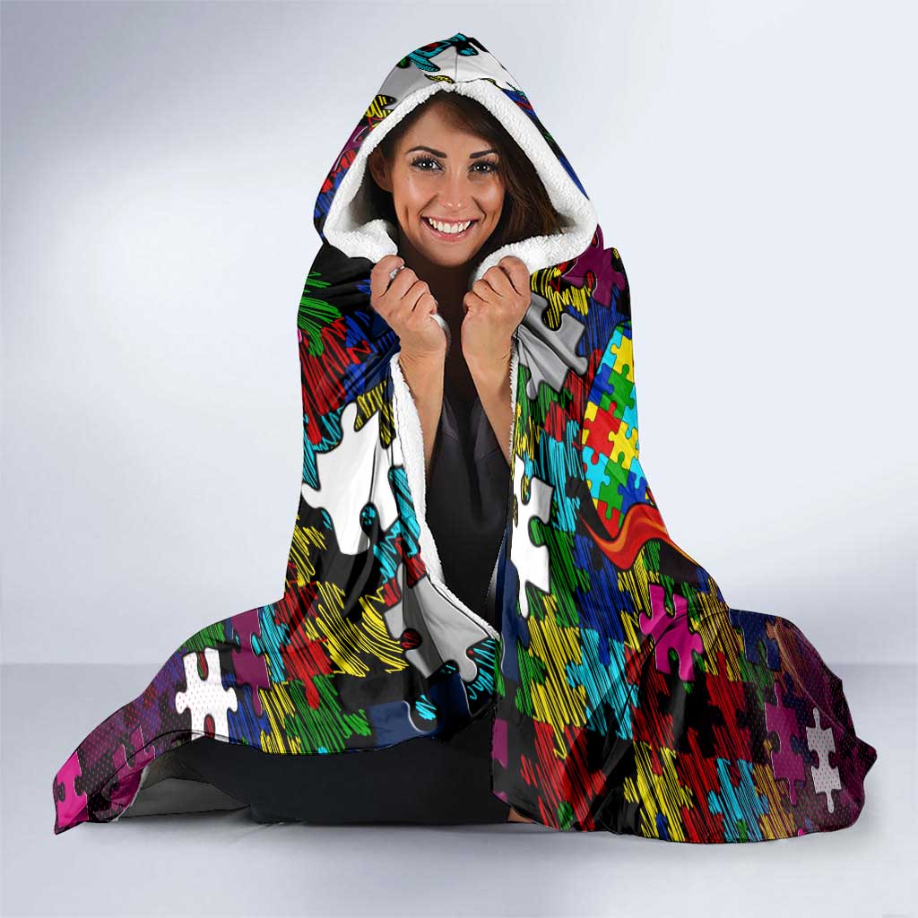 Sea Eagles Autism Awareness Hooded Blanket Puzzle Flames Rugby Ball