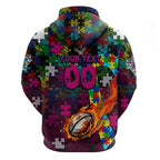 Sea Eagles Autism Awareness Hoodie Puzzle Flames Rugby Ball