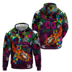 Sea Eagles Autism Awareness Hoodie Puzzle Flames Rugby Ball