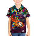 Sea Eagles Autism Awareness Kid Hawaiian Shirt Puzzle Flames Rugby Ball