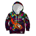 Sea Eagles Autism Awareness Kid Hoodie Puzzle Flames Rugby Ball