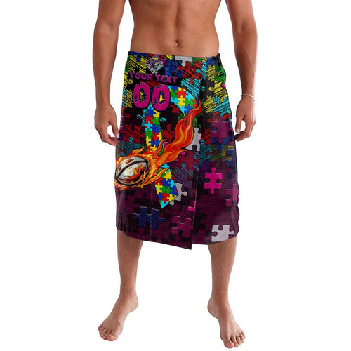 Sea Eagles Autism Awareness Lavalava Puzzle Flames Rugby Ball