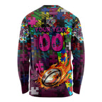 Sea Eagles Autism Awareness Long Sleeve Shirt Puzzle Flames Rugby Ball