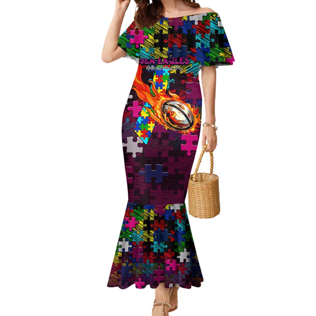 Sea Eagles Autism Awareness Mermaid Dress Puzzle Flames Rugby Ball