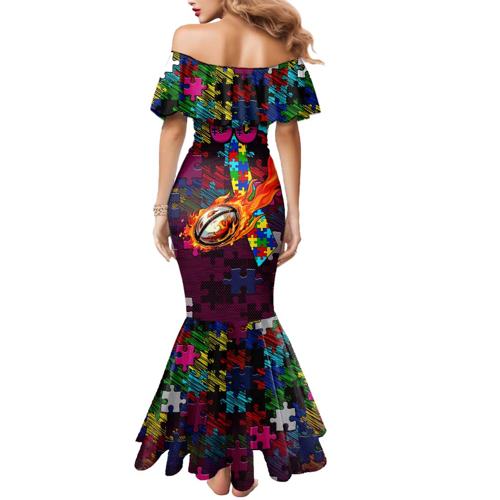 Sea Eagles Autism Awareness Mermaid Dress Puzzle Flames Rugby Ball