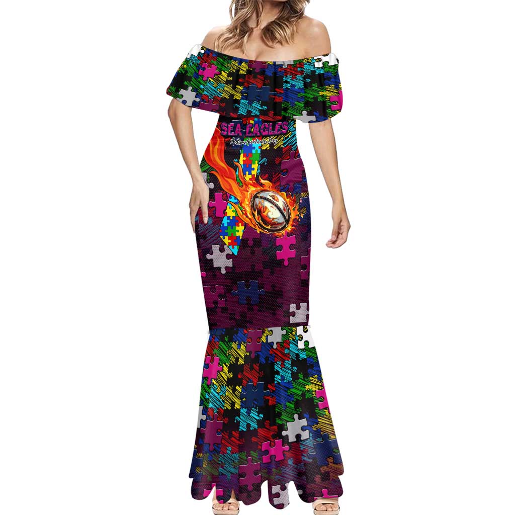 Sea Eagles Autism Awareness Mermaid Dress Puzzle Flames Rugby Ball