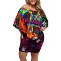 Sea Eagles Autism Awareness Off Shoulder Short Dress Puzzle Flames Rugby Ball