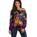 Sea Eagles Autism Awareness Off Shoulder Sweater Puzzle Flames Rugby Ball