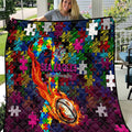 Sea Eagles Autism Awareness Quilt Puzzle Flames Rugby Ball