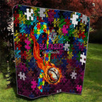 Sea Eagles Autism Awareness Quilt Puzzle Flames Rugby Ball