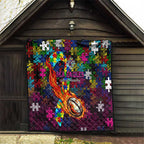 Sea Eagles Autism Awareness Quilt Puzzle Flames Rugby Ball