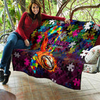 Sea Eagles Autism Awareness Quilt Puzzle Flames Rugby Ball