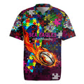 Sea Eagles Autism Awareness Rugby Jersey Puzzle Flames Rugby Ball
