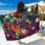 Sea Eagles Autism Awareness Sarong Puzzle Flames Rugby Ball