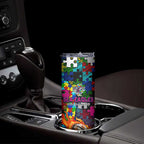 Sea Eagles Autism Awareness Skinny Tumbler Puzzle Flames Rugby Ball